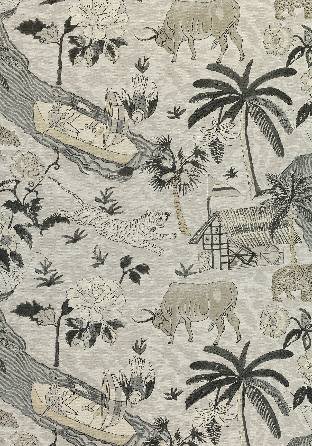 Thibaut F910232 TIGER RESERVE Grey Fabric