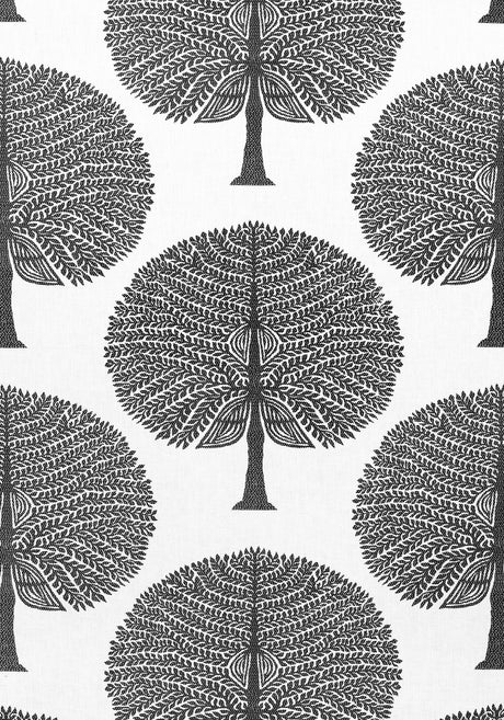 Thibaut F910602 MULBERRY TREE Black and White Fabric