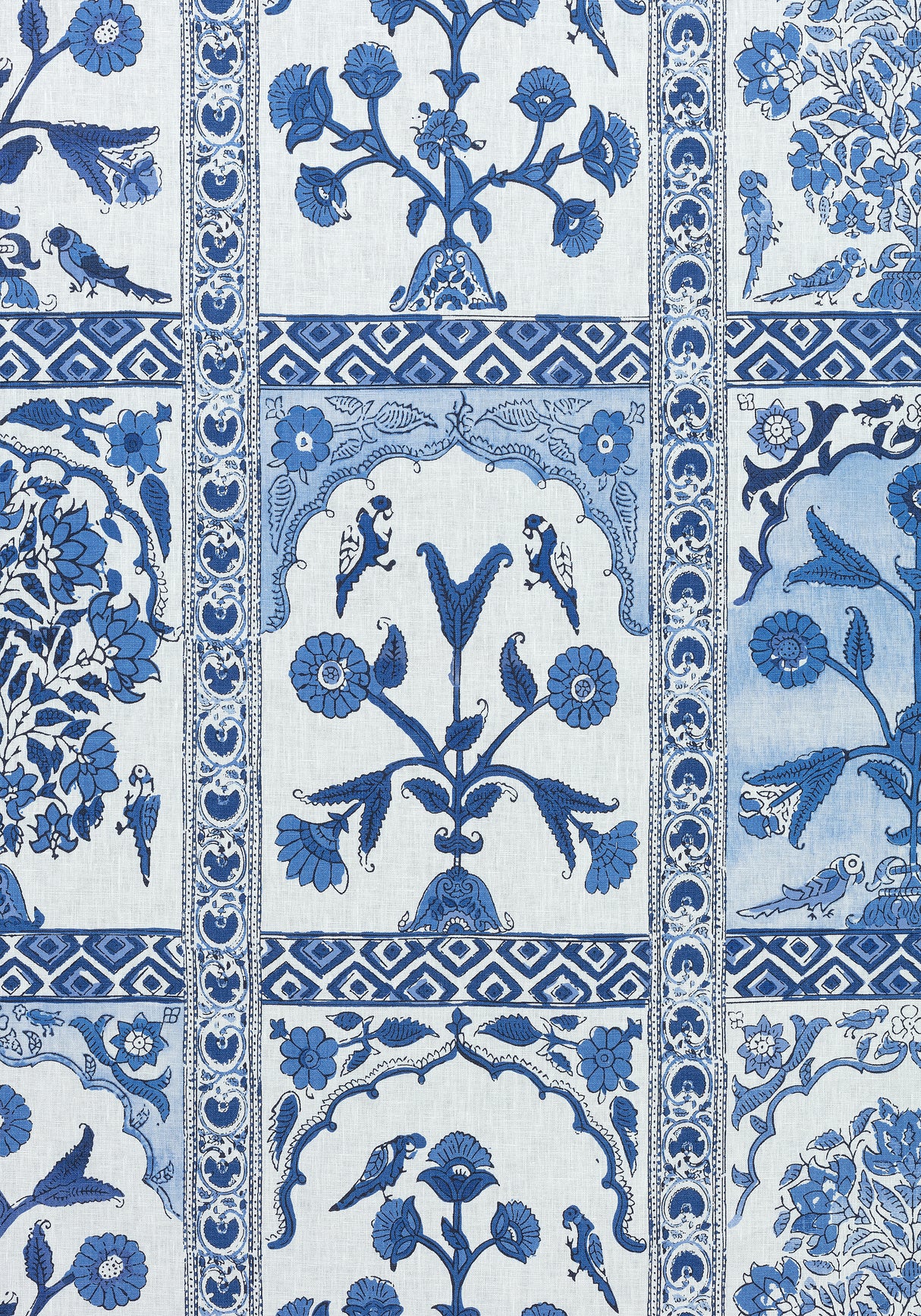Thibaut F910629 INDIAN PANEL Blue Fabric