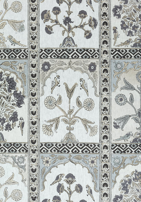 Thibaut F910630 INDIAN PANEL Black and White Fabric
