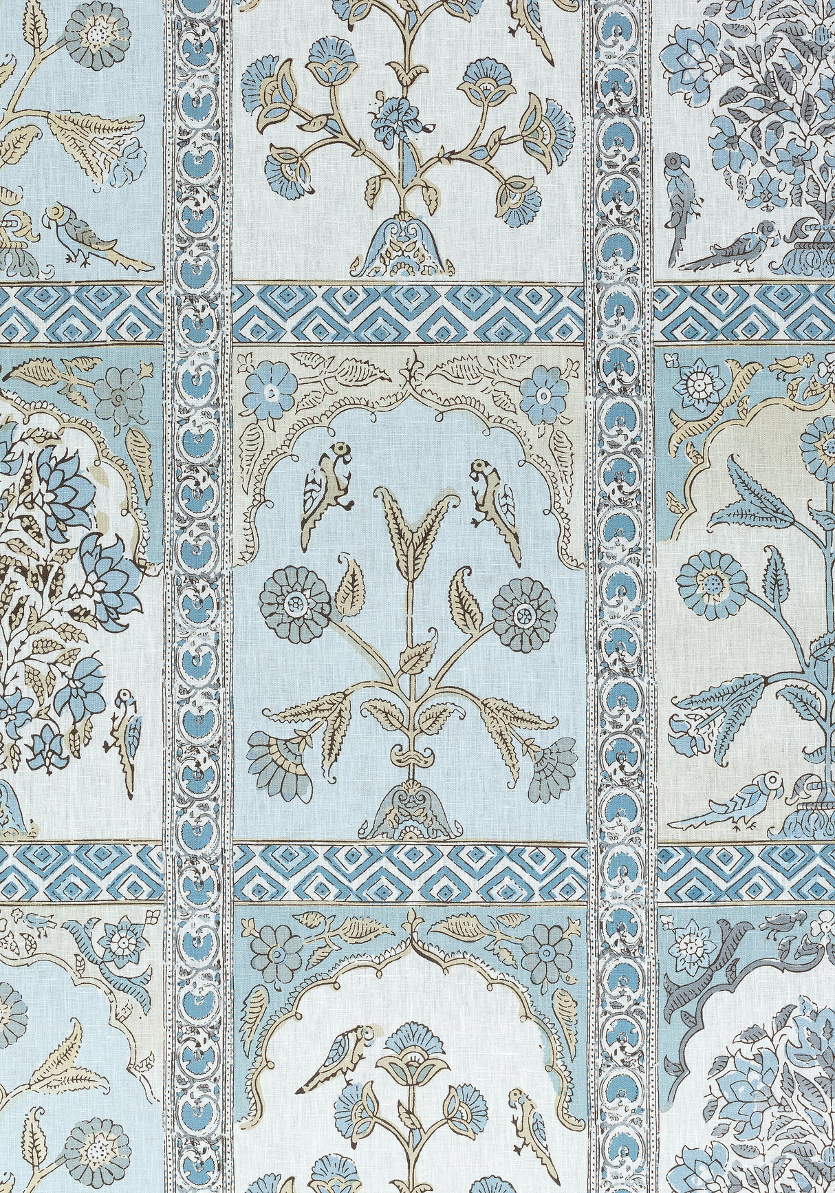 Thibaut F910633 INDIAN PANEL Spa Blue Fabric