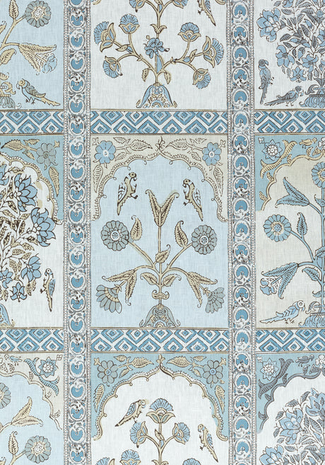 Thibaut F910633 INDIAN PANEL Spa Blue Fabric