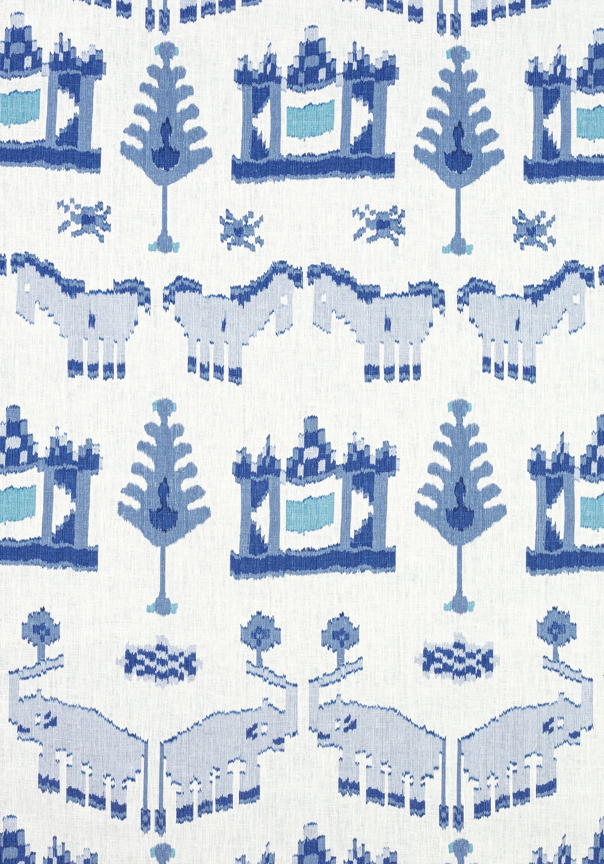 Thibaut F910641 KINGDOM PARADE Blue and White Fabric