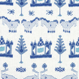 Thibaut F910641 KINGDOM PARADE Blue and White Fabric