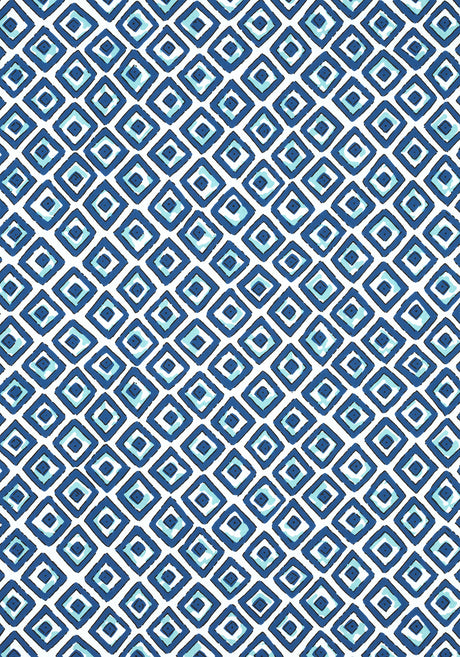 Thibaut F910658 INDIAN DIAMOND Blue and Turquoise Fabric