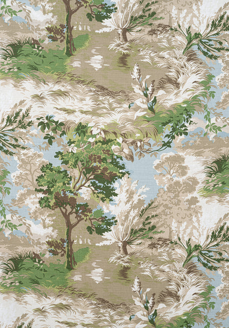 Thibaut F910866 LINCOLN TOILE Green and Beige Fabric