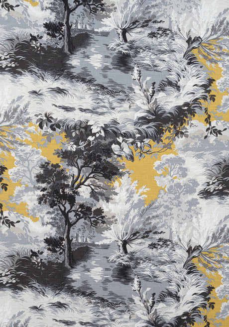 Thibaut F910869 LINCOLN TOILE Yellow and Grey Fabric