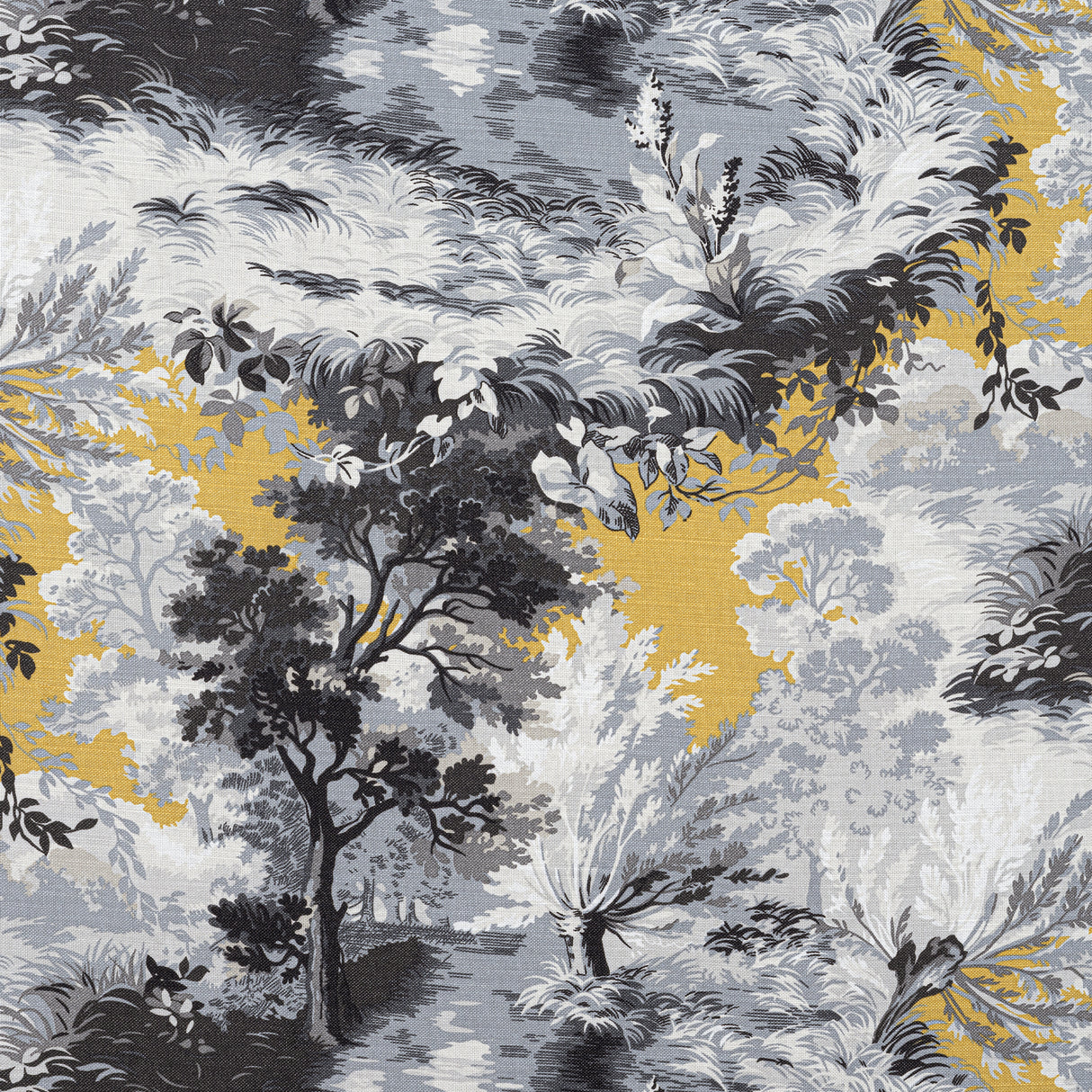 Thibaut F910869 LINCOLN TOILE Yellow and Grey Fabric