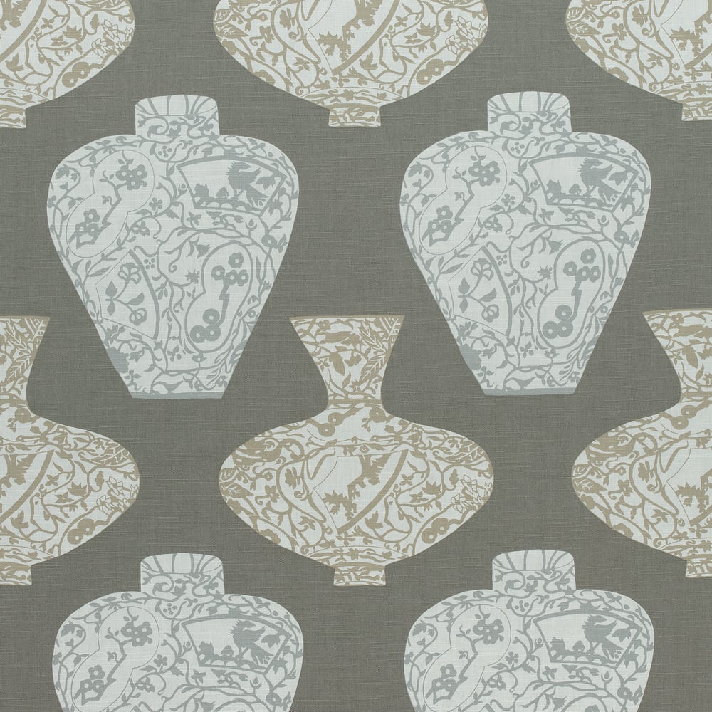 Thibaut F913127 IMARI VASE Grey Fabric