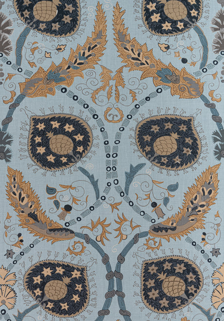 Thibaut F913214 LEWIS Mineral Blue Fabric