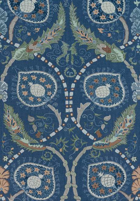 Thibaut F913217 LEWIS Navy and Teal Fabric