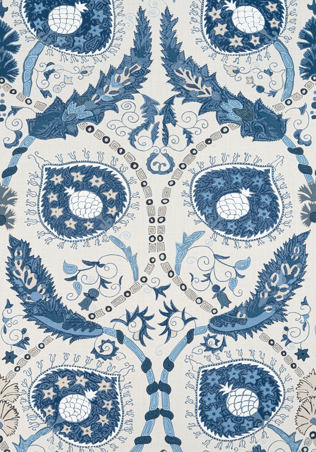 Thibaut F913218 LEWIS Blue and Beige Fabric