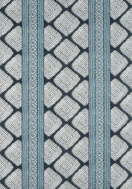 Thibaut F913250 AUSTIN Black and Mineral Blue Fabric