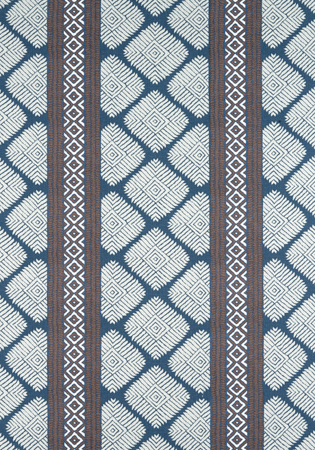 Thibaut F913252 AUSTIN Brown and Navy Fabric