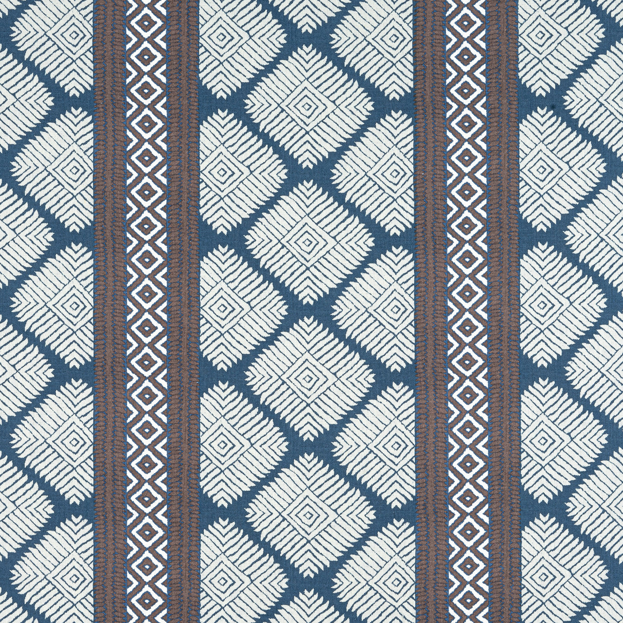 Thibaut F913252 AUSTIN Brown and Navy Fabric