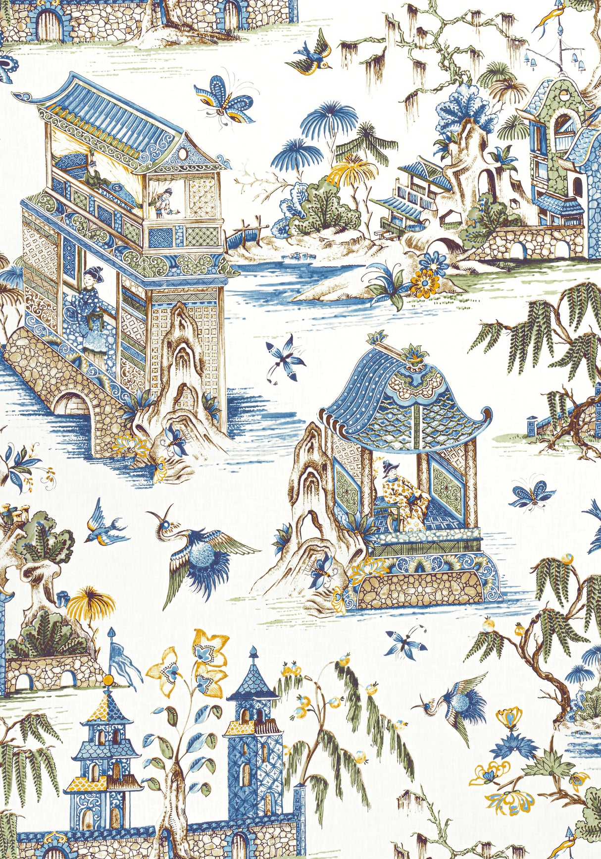 Thibaut F913613 GRAND PALACE Blue and Green Fabric