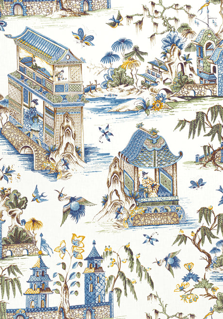 Thibaut F913613 GRAND PALACE Blue and Green Fabric