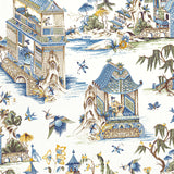 Thibaut F913613 GRAND PALACE Blue and Green Fabric