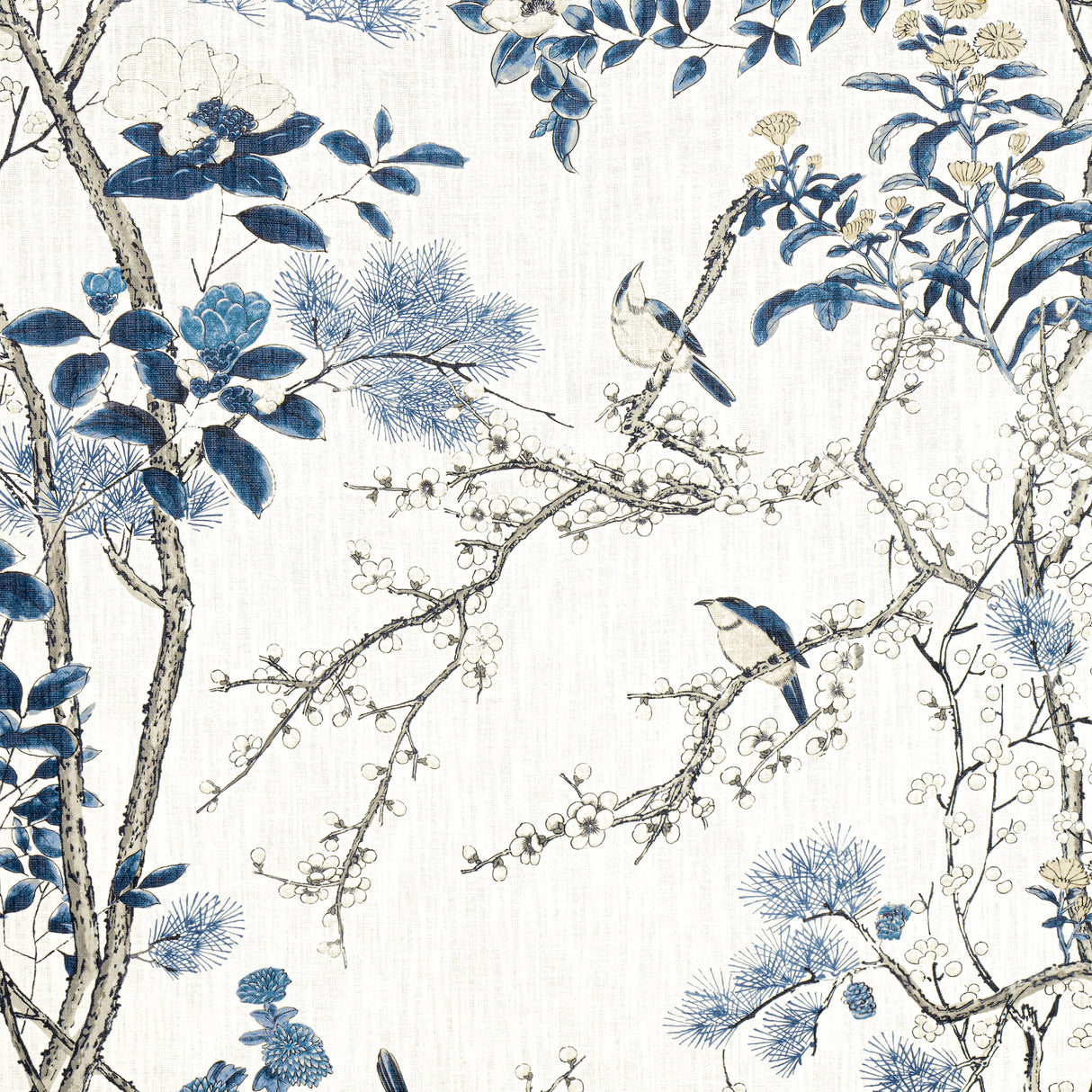 Thibaut F913619 KATSURA Blue and White Fabric
