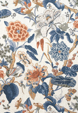 Thibaut F913655 HILL GARDEN Brick and Navy Fabric
