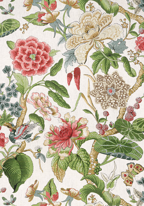 Thibaut F913658 HILL GARDEN Coral and Green Fabric