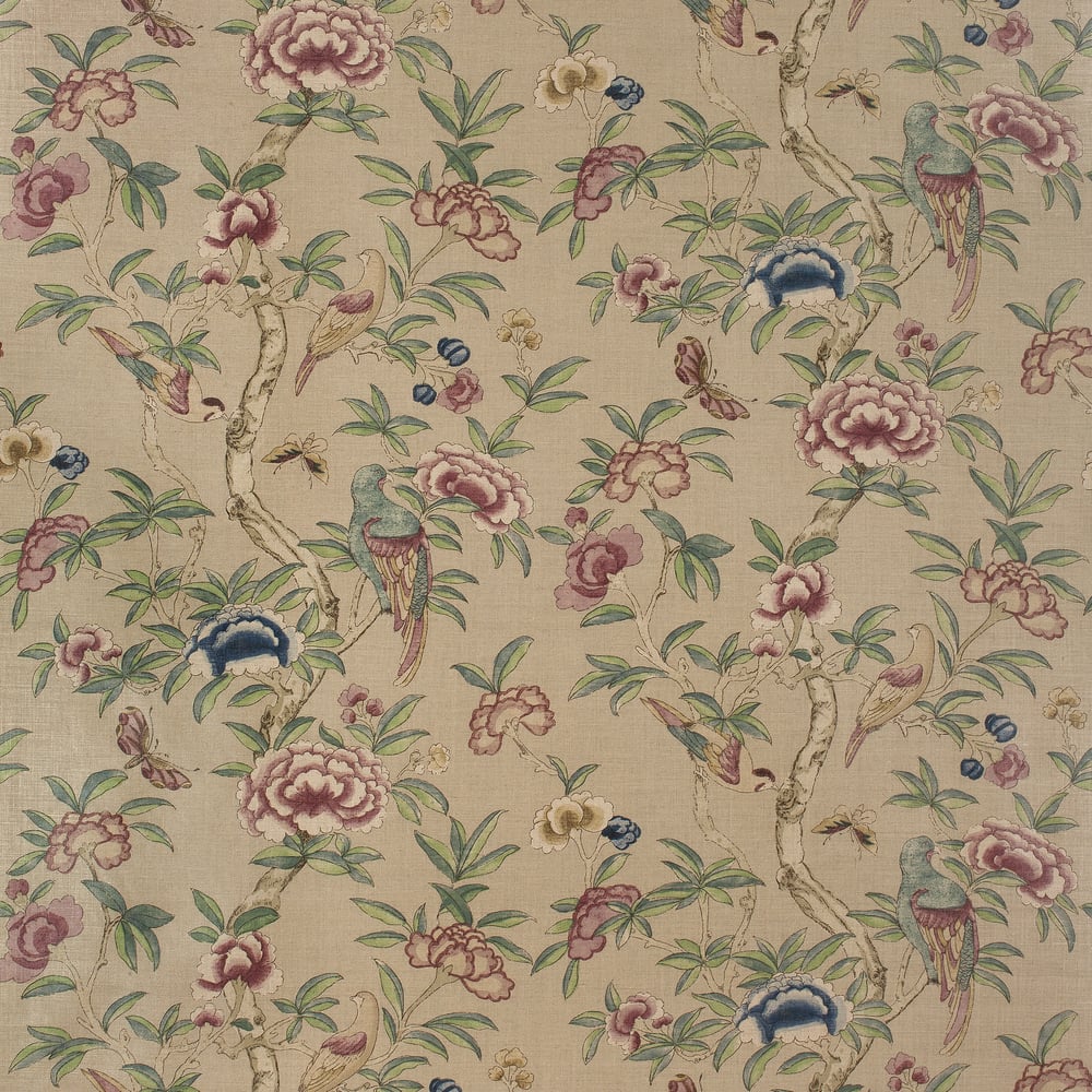 Thibaut F914229 GISELLE Plum on Natural Fabric