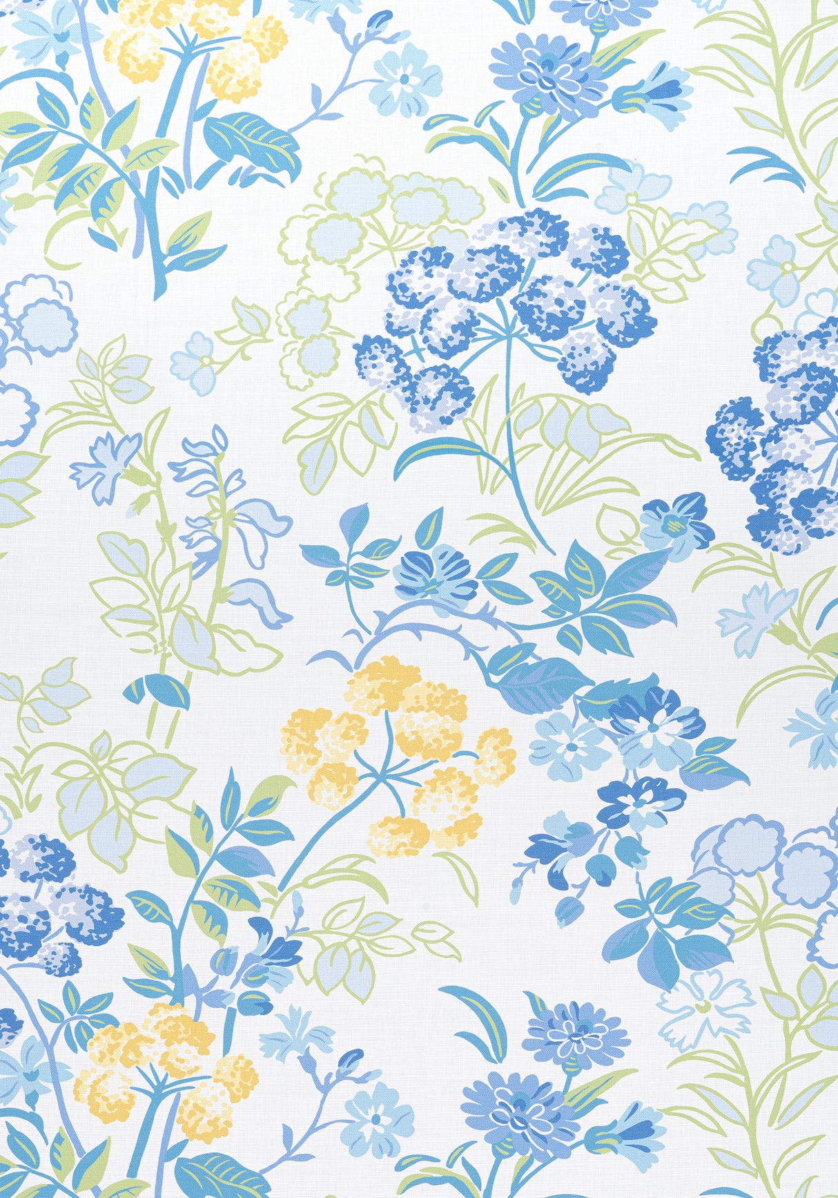 Thibaut F914336 SPRING GARDEN Blue and White Fabric
