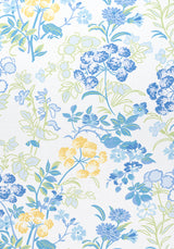 Thibaut F914336 SPRING GARDEN Blue and White Fabric