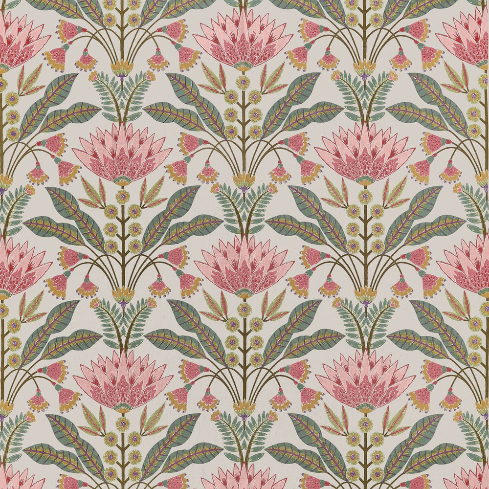 Thibaut LOTUS F914606 in Cranberry Fabric - FAIRHAVEN FABRIC