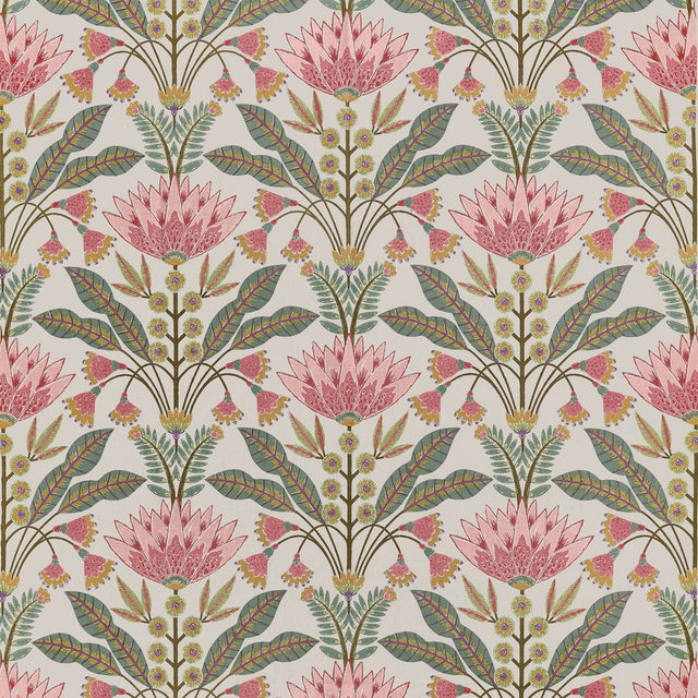 Thibaut LOTUS F914606 in Cranberry Fabric - FAIRHAVEN FABRIC