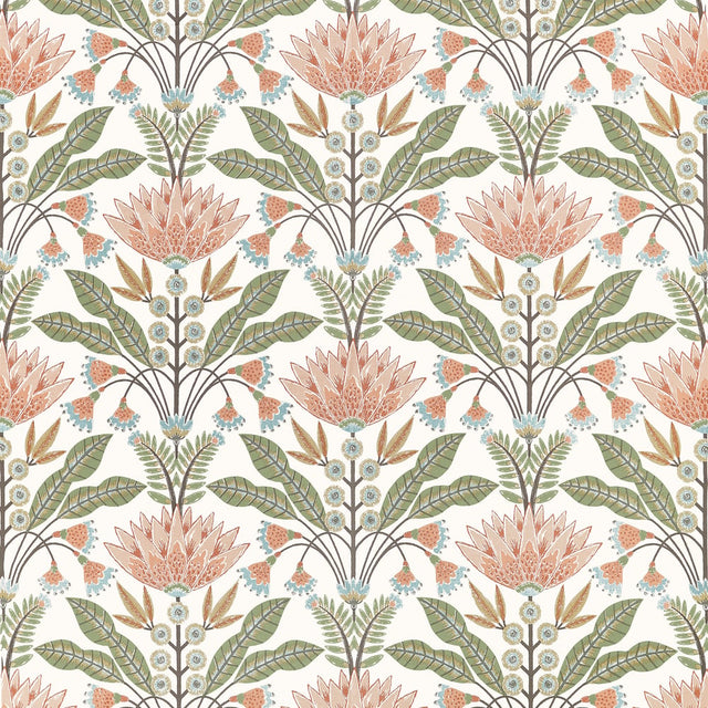 Thibaut LOTUS F914609 in Apricot Fabric - FAIRHAVEN FABRIC B