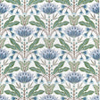 Thibaut LOTUS F914612 in Blue and Green Fabric - FAIRHAVEN F