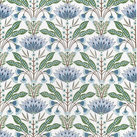Thibaut LOTUS F914612 in Blue and Green Fabric - FAIRHAVEN F
