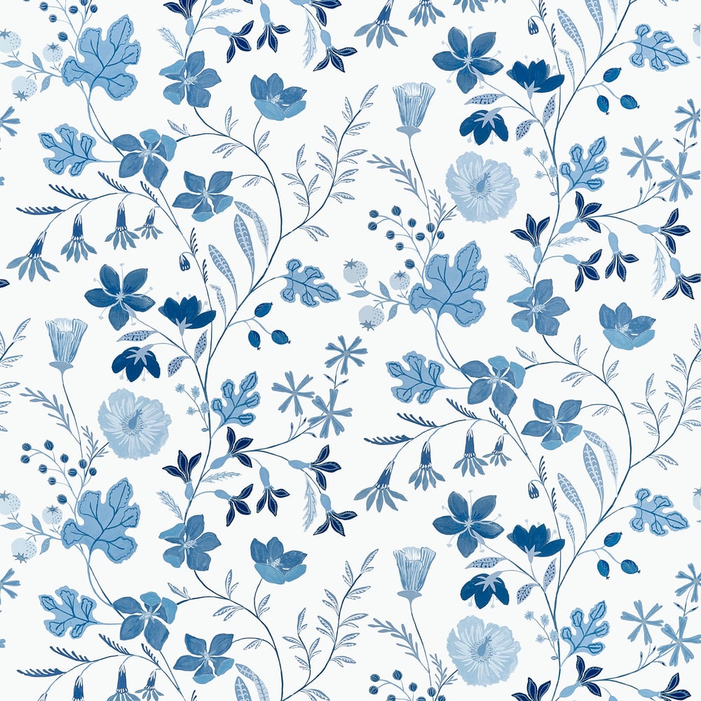 Thibaut BLOOM F914626 in Blue and White Fabric - FAIRHAVEN F