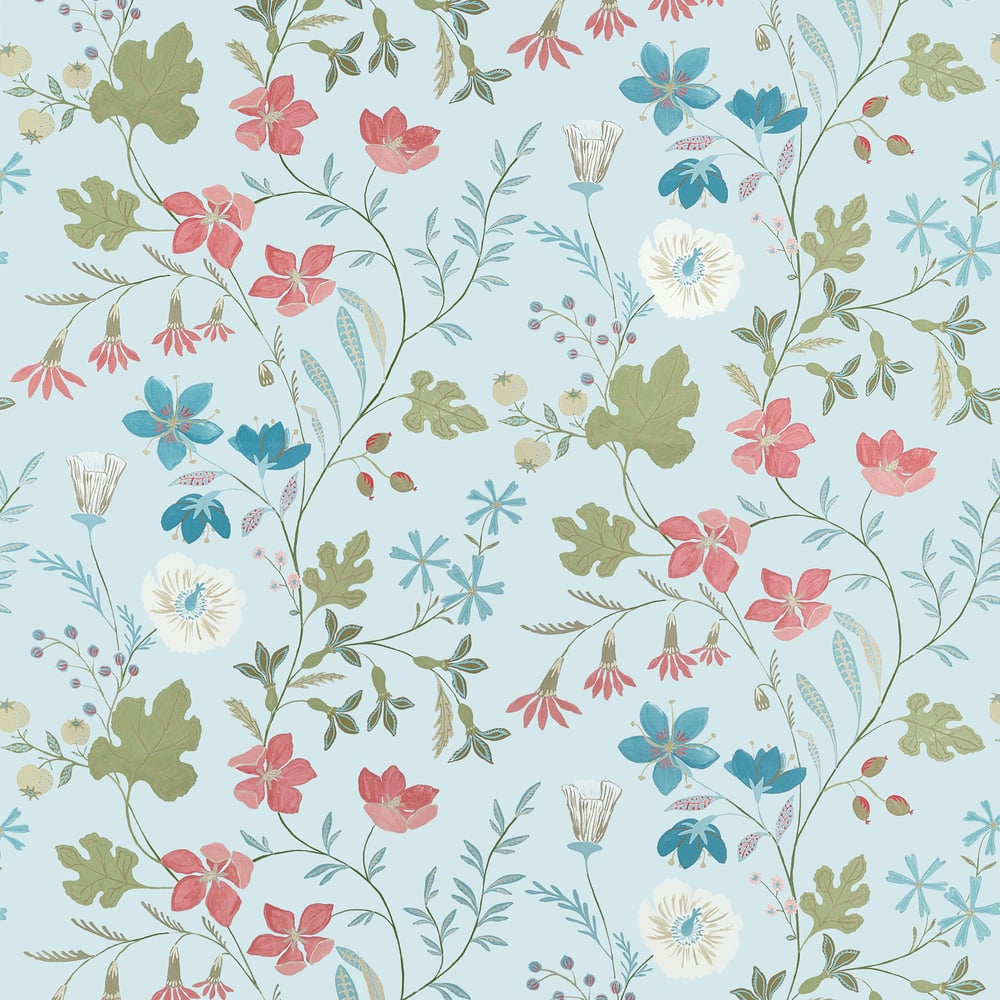 Thibaut BLOOM F914627 in Spa Blue Fabric - FAIRHAVEN FABRIC 