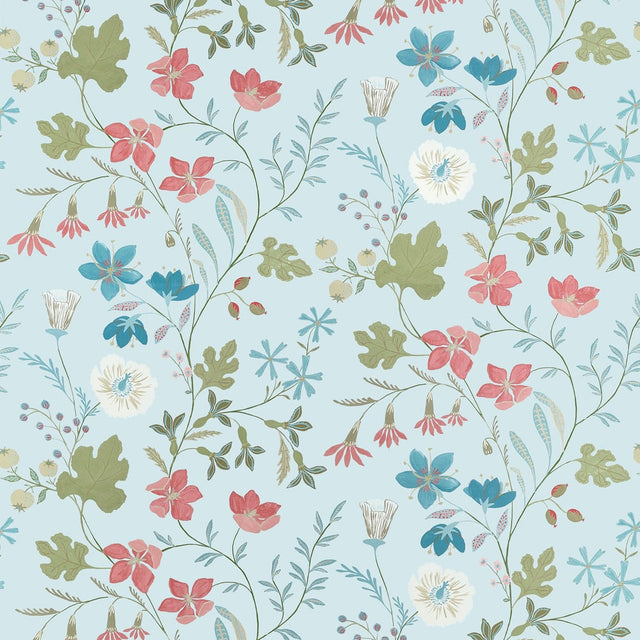 Thibaut BLOOM F914627 in Spa Blue Fabric - FAIRHAVEN FABRIC 