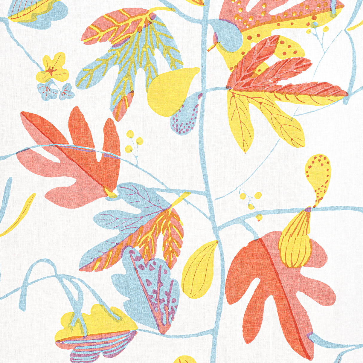 Thibaut F916206 MATISSE LEAF Coral and Yellow Fabric