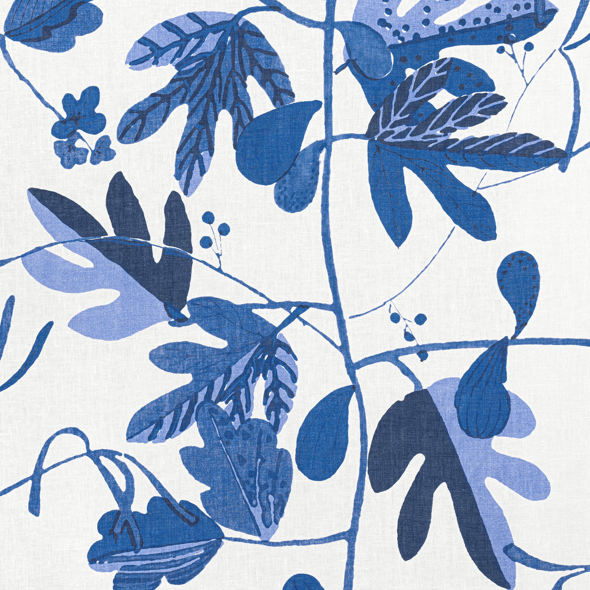 Thibaut F916211 MATISSE LEAF Blue and White Fabric