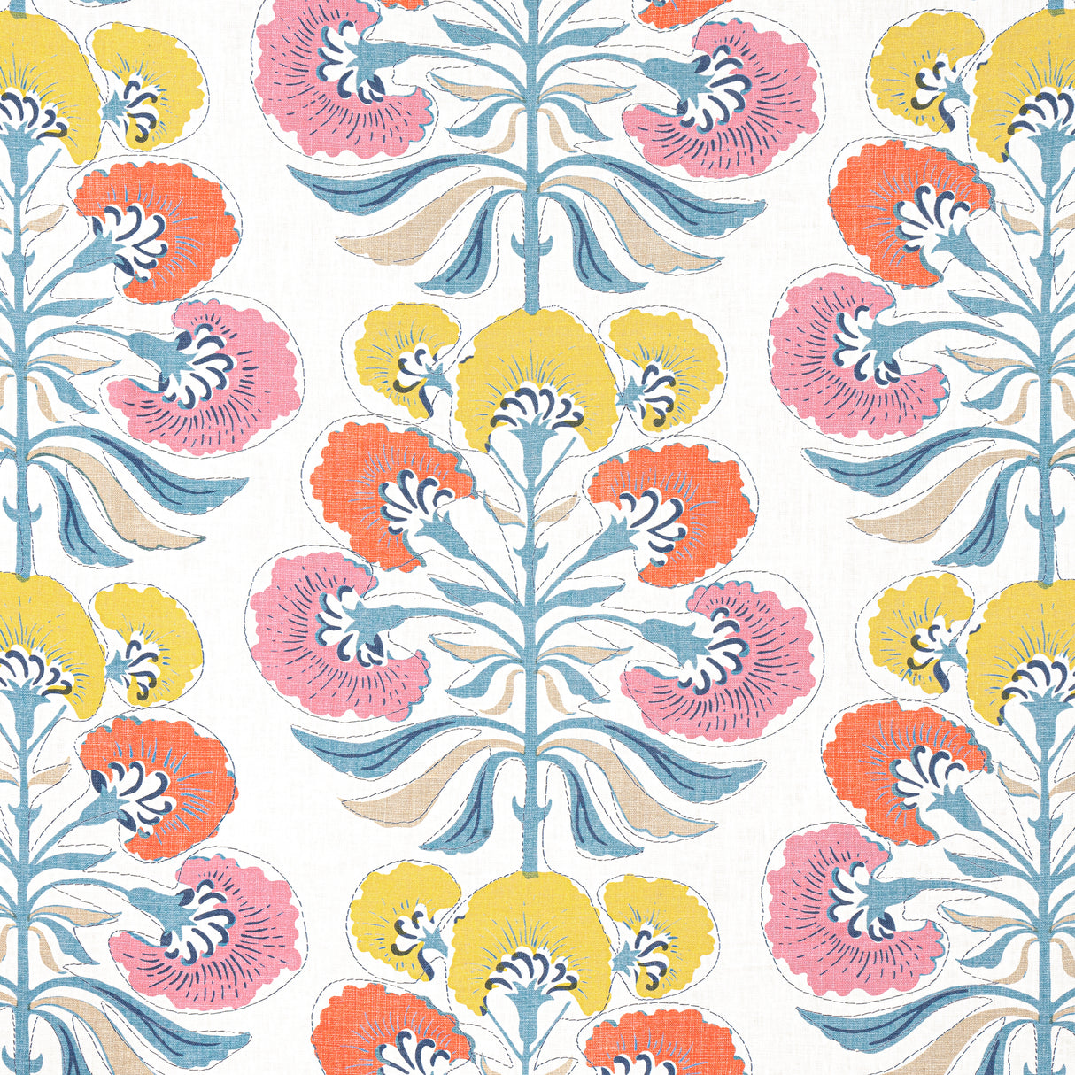 Thibaut F916212 TYBEE TREE Coral and Yellow Fabric