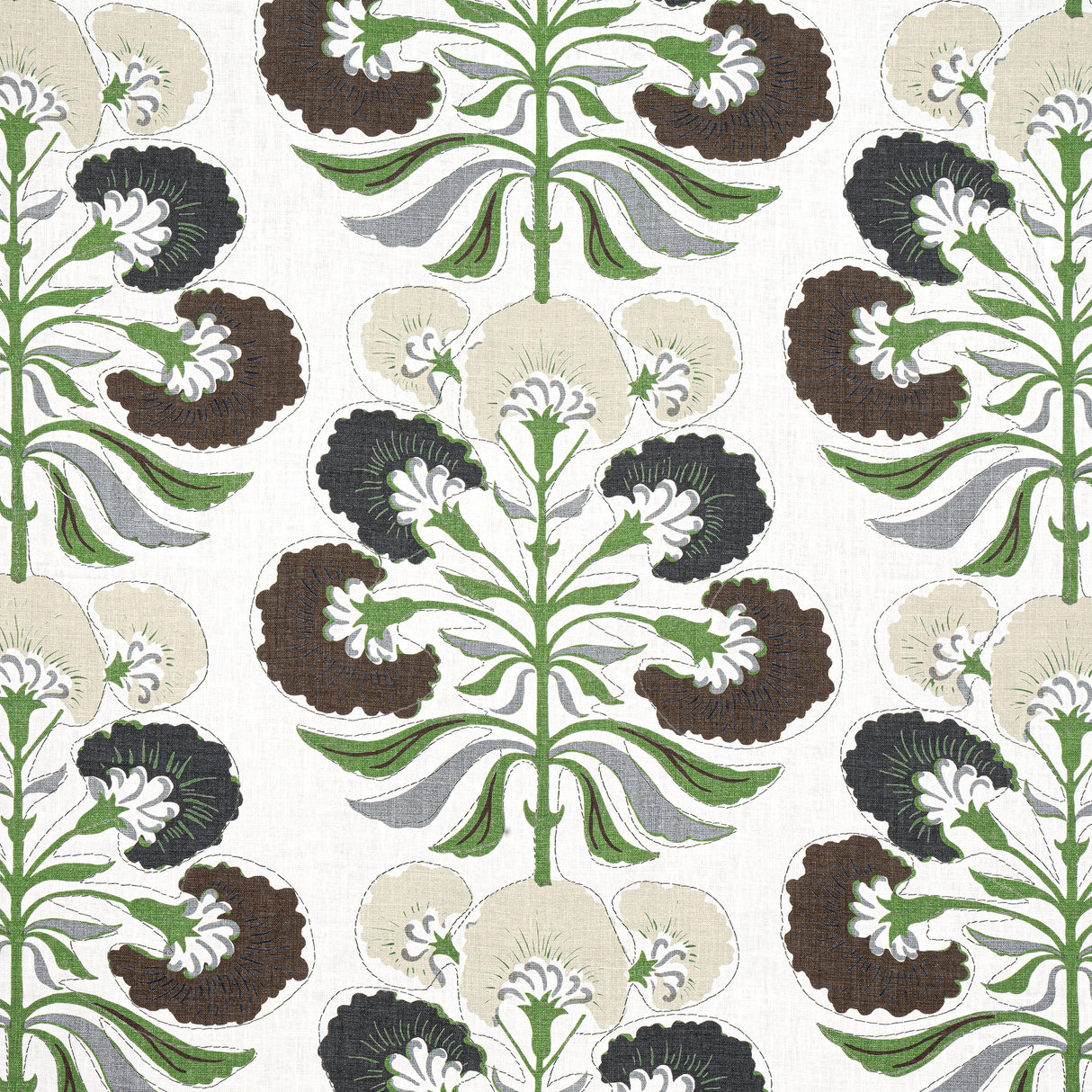Thibaut F916214 TYBEE TREE Black and Green Fabric