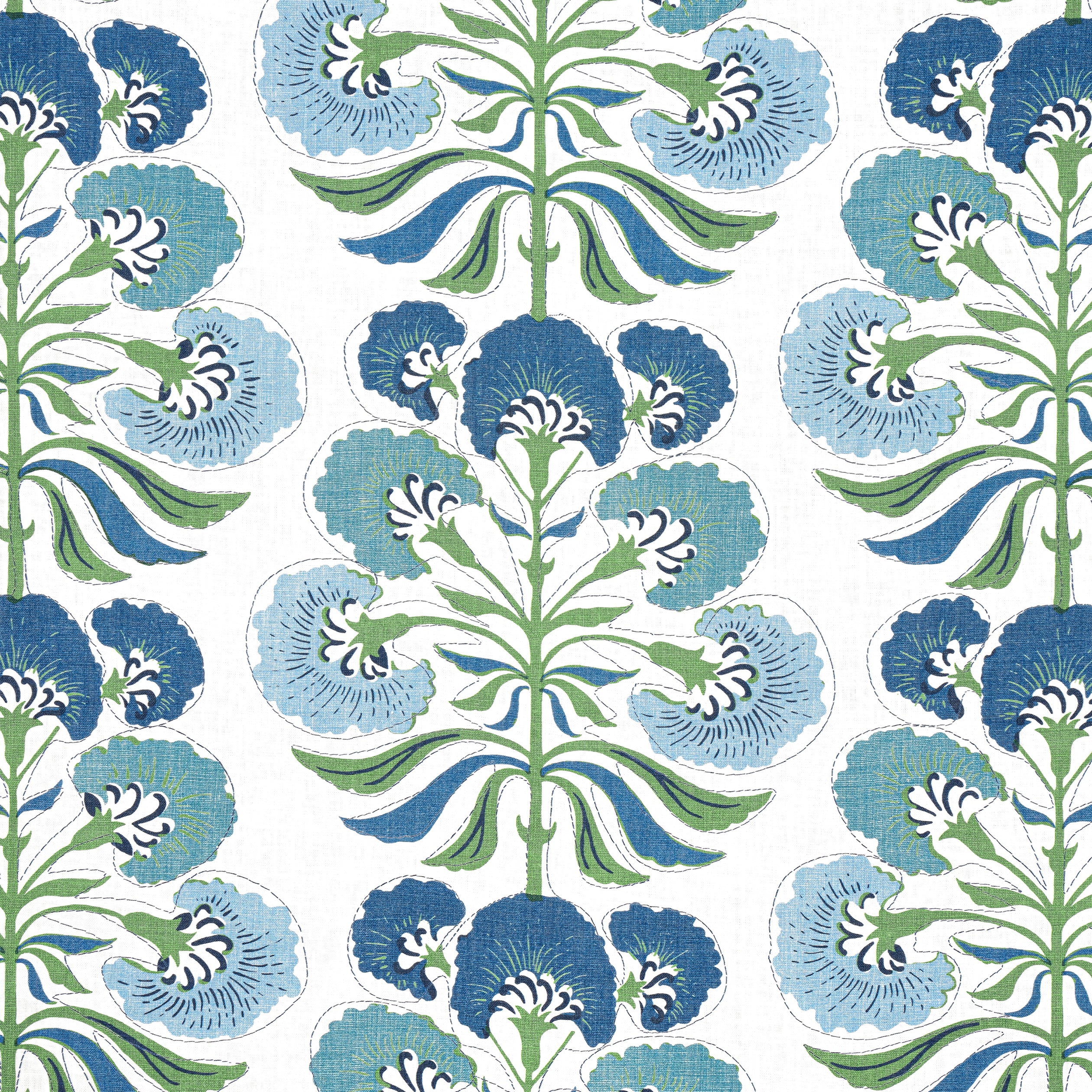 Thibaut F916215 TYBEE TREE Green and Blue Fabric - KISMET FABRIC