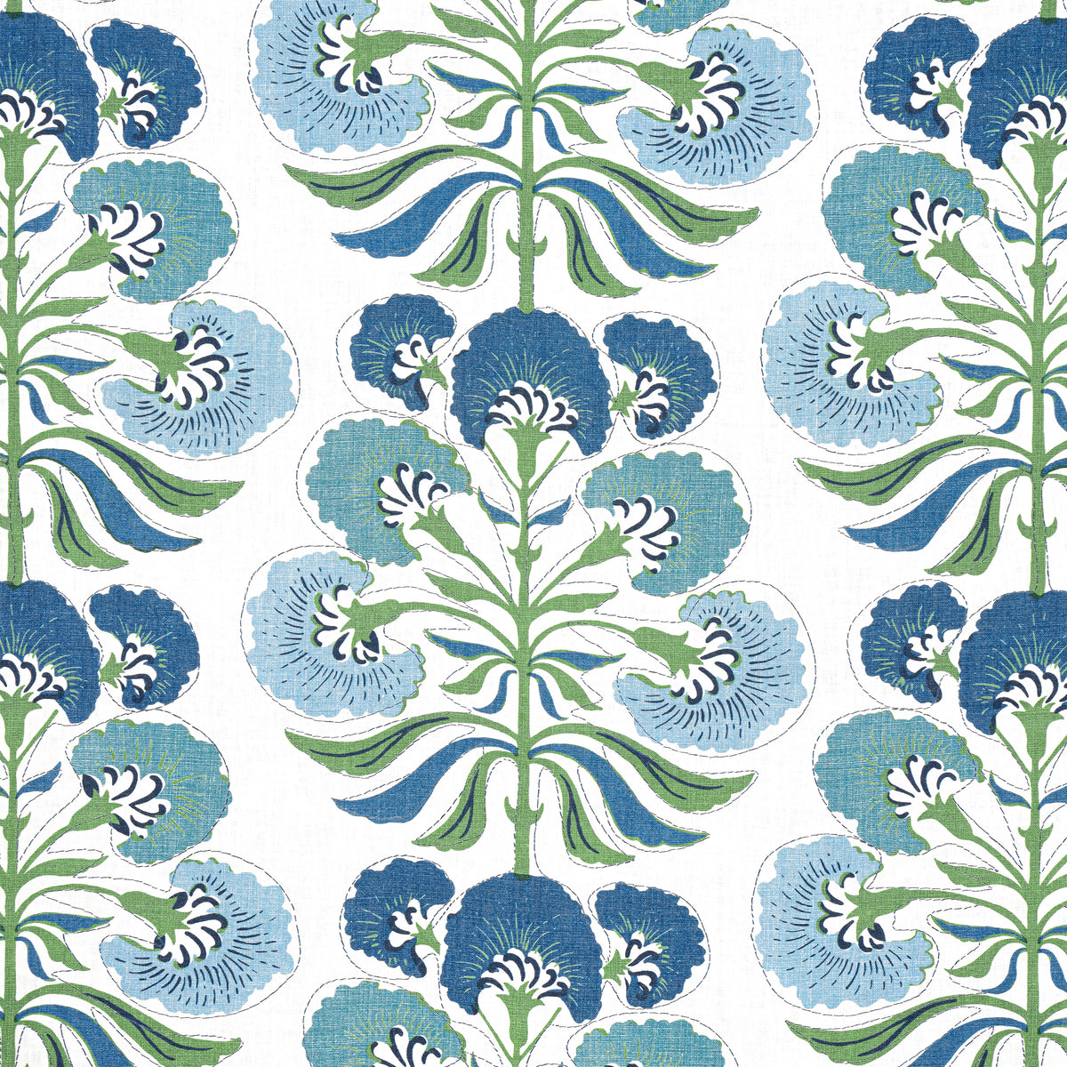 Thibaut F916215 TYBEE TREE Green and Blue Fabric - KISMET FABRIC