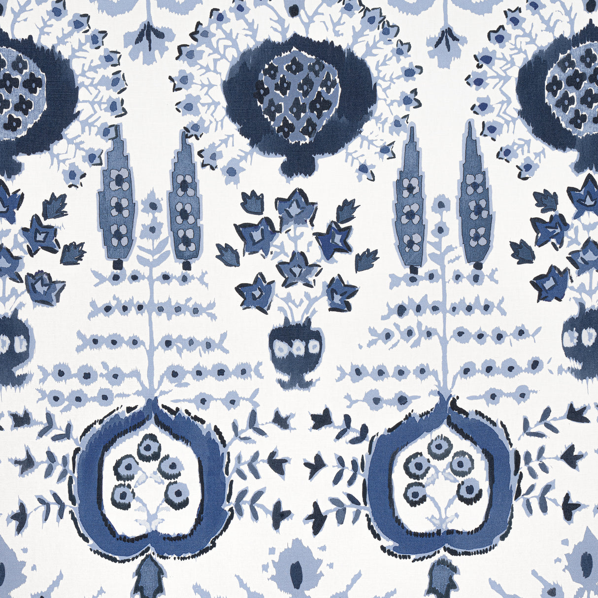 Thibaut F916239 MENDOZA SUZANI Blue and White Fabric