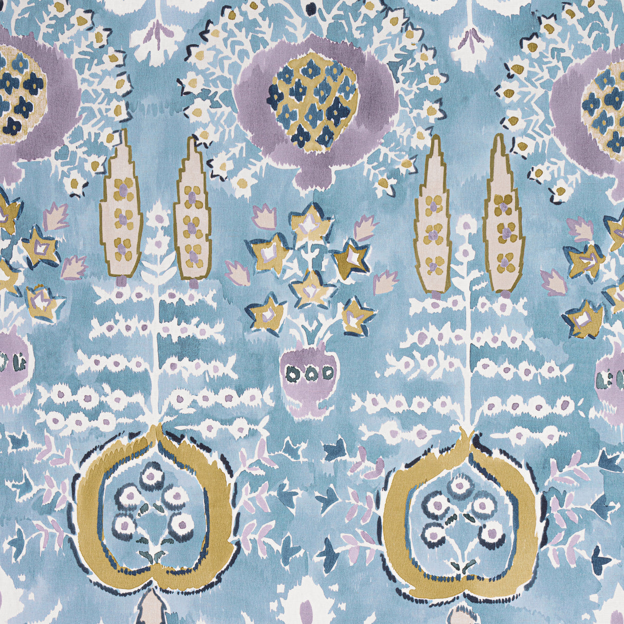 Thibaut F916244 MENDOZA SUZANI French Blue and Lavender Fabric