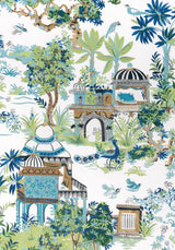 Thibaut F920820 MYSTIC GARDEN Blue and Green Fabric