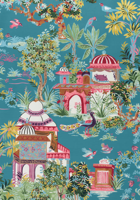 Thibaut F920822 MYSTIC GARDEN Teal Fabric