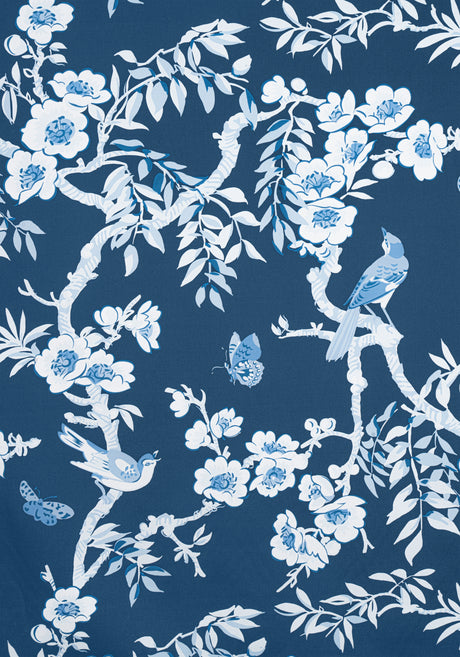 Thibaut F920844 YUKIO Navy and White Fabric