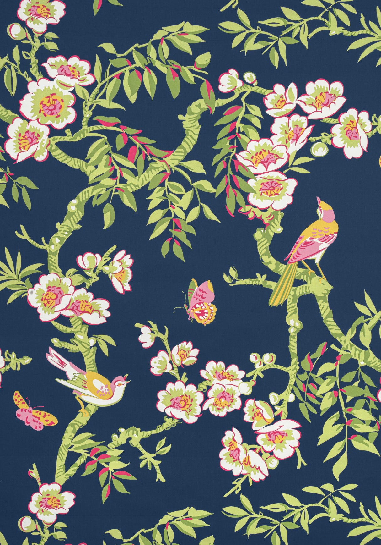 Thibaut F920846 YUKIO Navy and Pink Fabric
