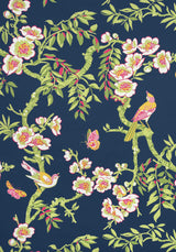 Thibaut F920846 YUKIO Navy and Pink Fabric