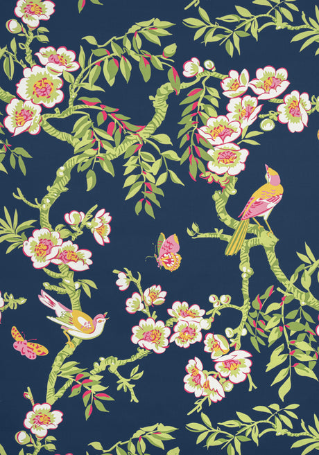 Thibaut F920846 YUKIO Navy and Pink Fabric